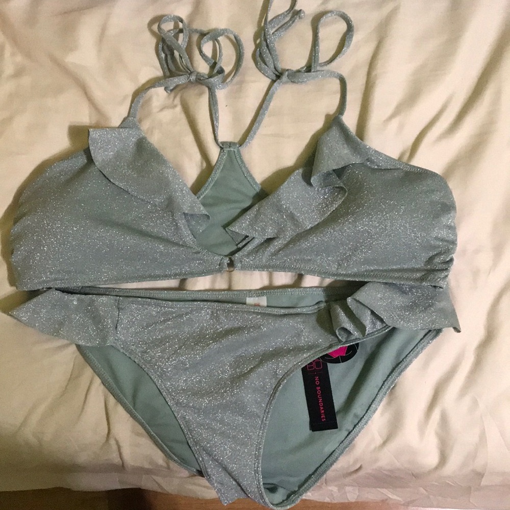 Brand New Silver Glitter 2 piece swim set